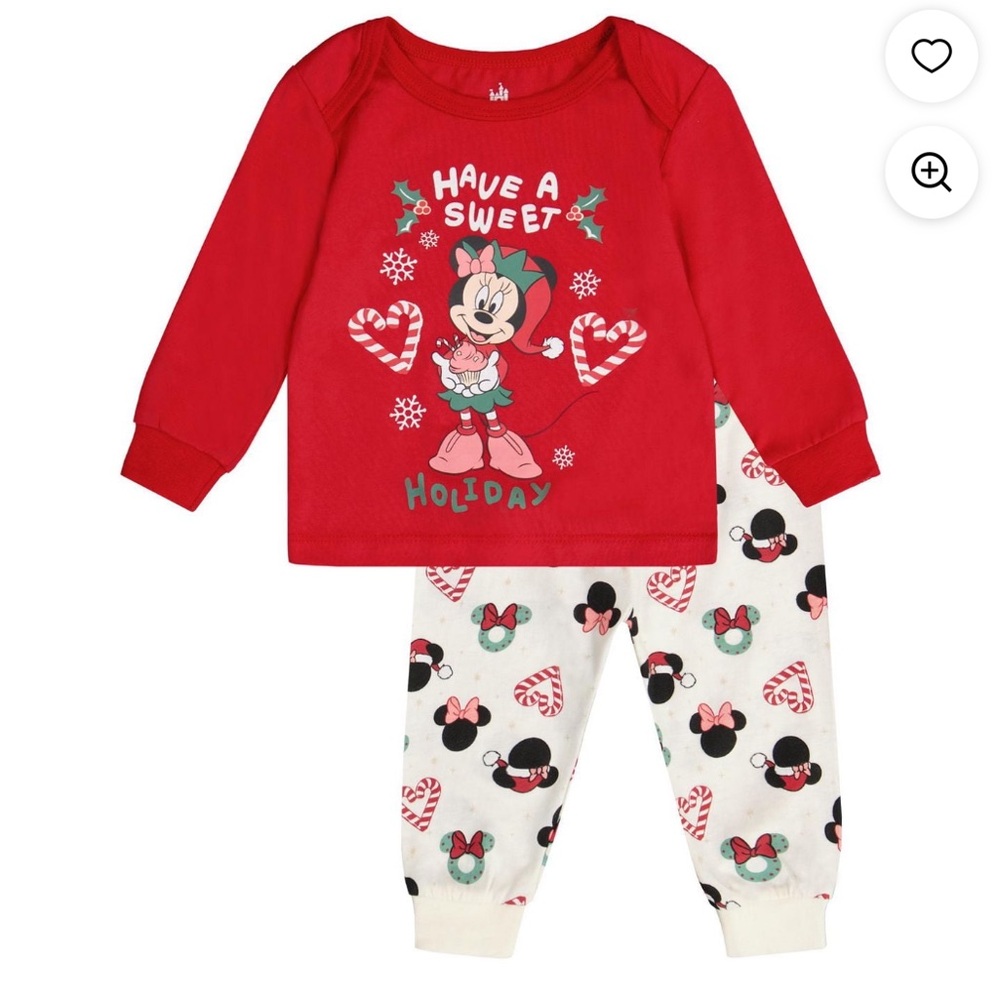 Disney Baby Minnie Mouse Christmas Santa 2-Piece Pajama Set 3-6M NWT